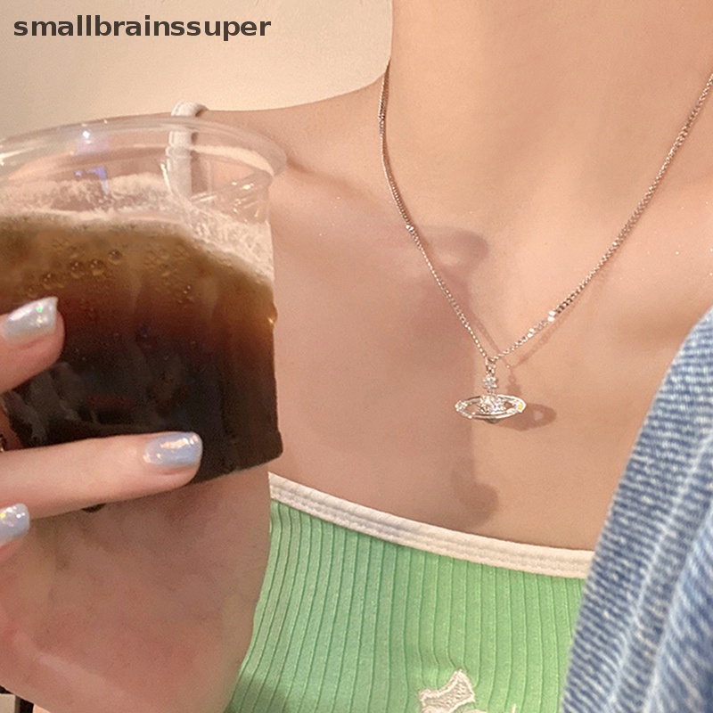 Smallbrainssuper Vòng cổ Thép Titan Mặt Hình Hành Tinh Ánh Sáng Nâng Cao Thời Trang Cho Nữ SBS