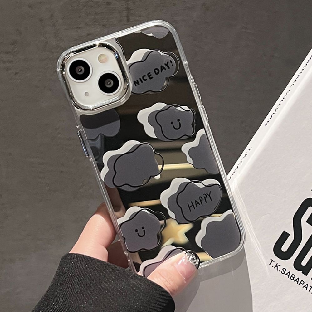 Ốp Điện Thoại TPU Họa Tiết Đám Mây Hoạt Hình Tráng Gương Chống Rơi Cho IPhone 11 12 13 14 Pro Max