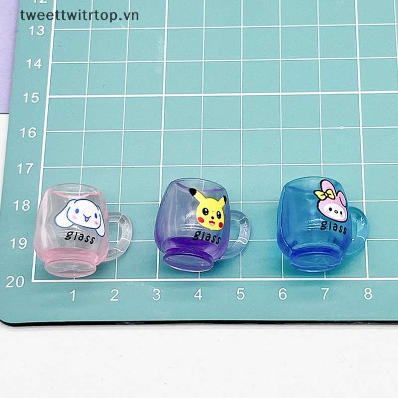 Set 5 Ly Nước Dạ Quang Bằng Nhựa Resin Họa Tiết Hoạt Hình Đáng Yêu