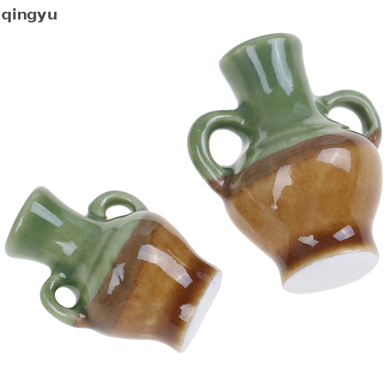 Bộ 2 Bình Hoa Sứ Mini Tỉ Lệ 1: 12 Dùng Trang Trí Nhà Búp Bê