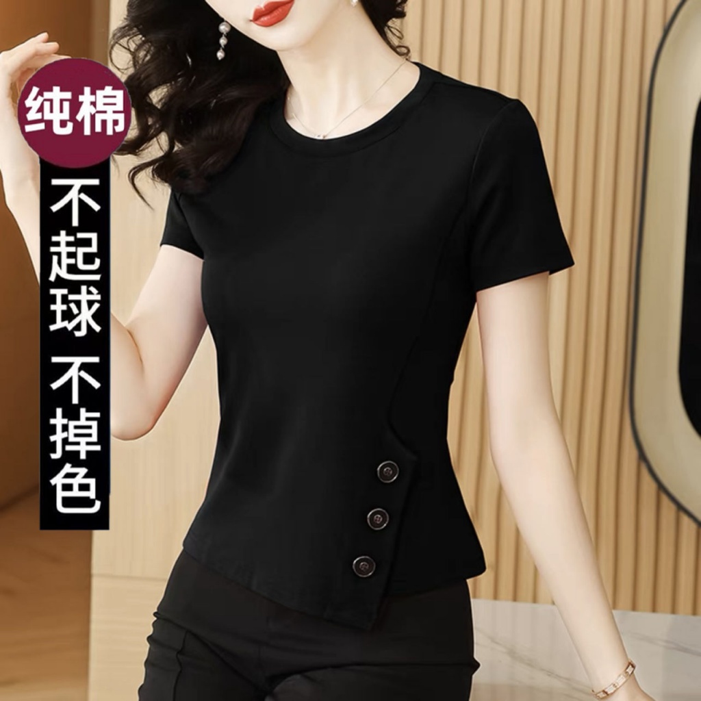 Áo Thun 100% Cotton Tay Ngắn Phong Cách Phương Tây Thời Trang Mùa Hè Cho Nữ