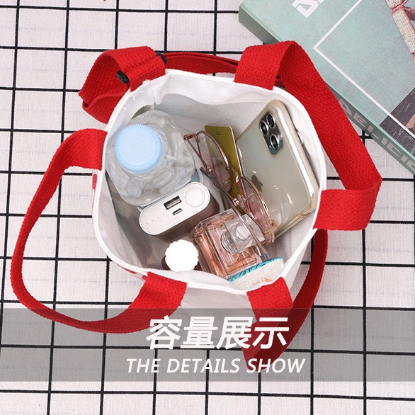 Túi Đeo Chéo Vải Canvas In Hình Gấu Dâu Tây Dễ Thương Phong Cách Hàn Quốc Cho Nam Và Nữ