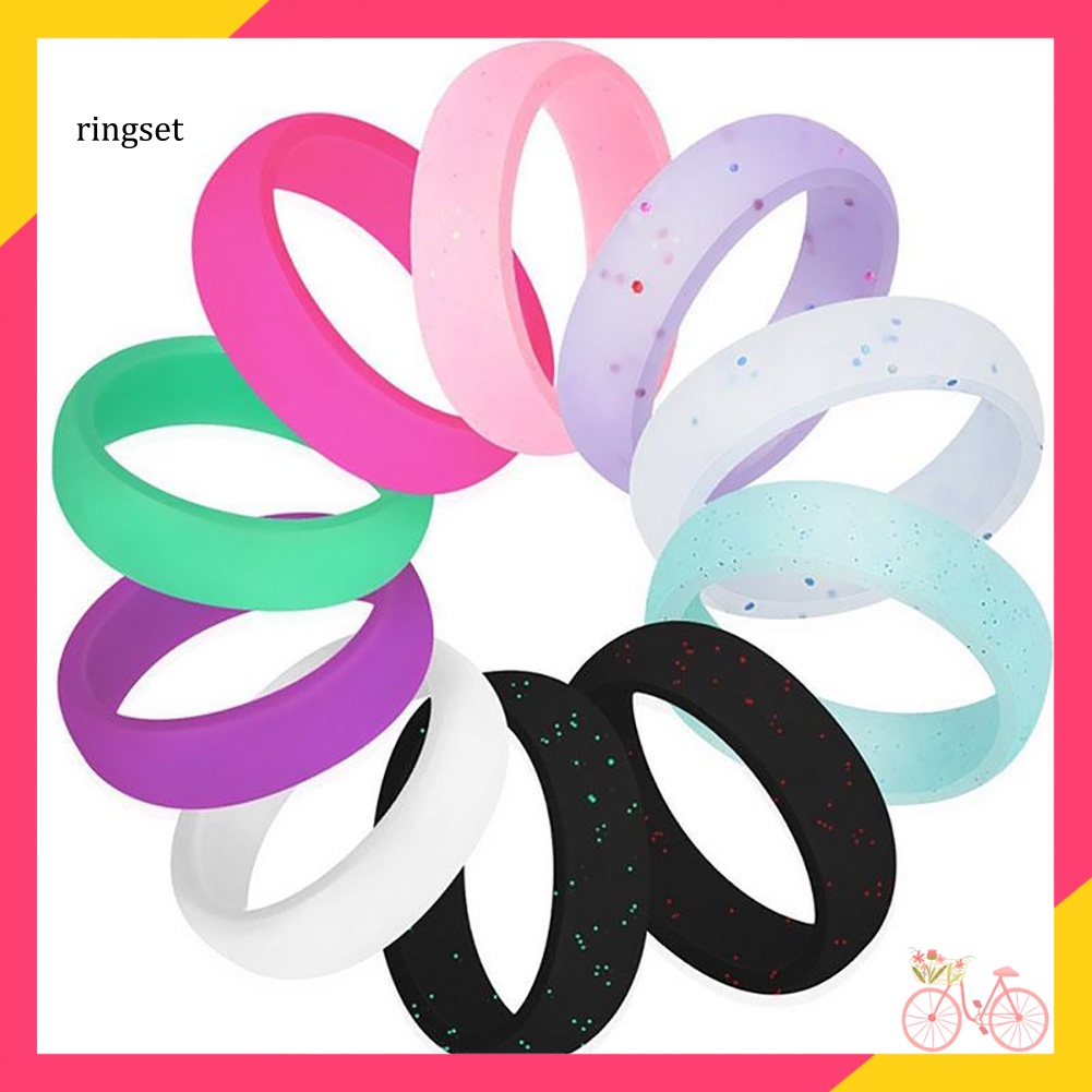 Set 10 Nhẫn Silicone Linh Hoạt Không Gây Dị Ứng Cho Cặp Đôi