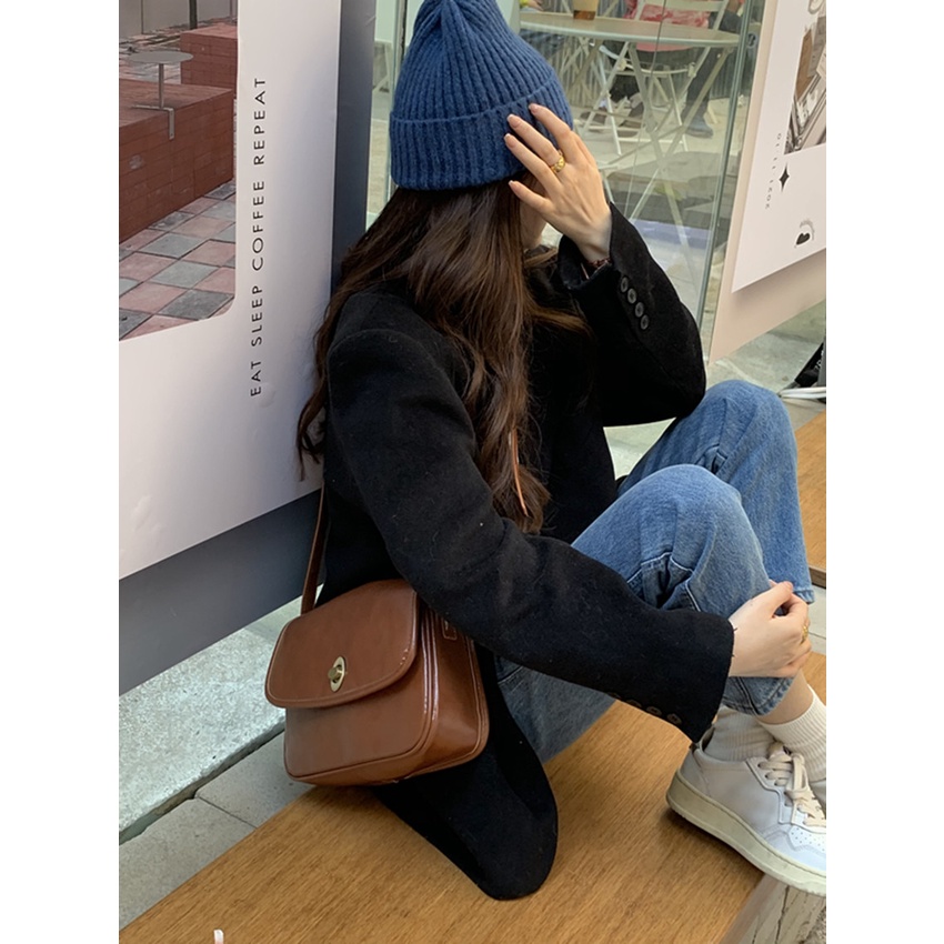 #Túi Đeo Chéo Dáng Vuông Nhỏ Họa Tiết Trái Tim Dễ Thương Cho Nữ