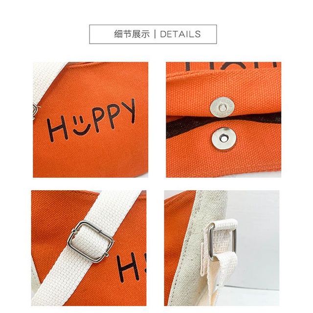 Túi Vải Canvas Đeo Chéo In Chữ Thời Trang Dành Cho Bé