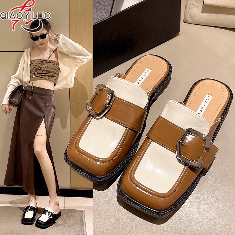 Dép Xỏ Ngón QiaoYiLuo Đan Thủ Công Với Chất Liệu Dệt Kim Chống Trượt Cho Nữ