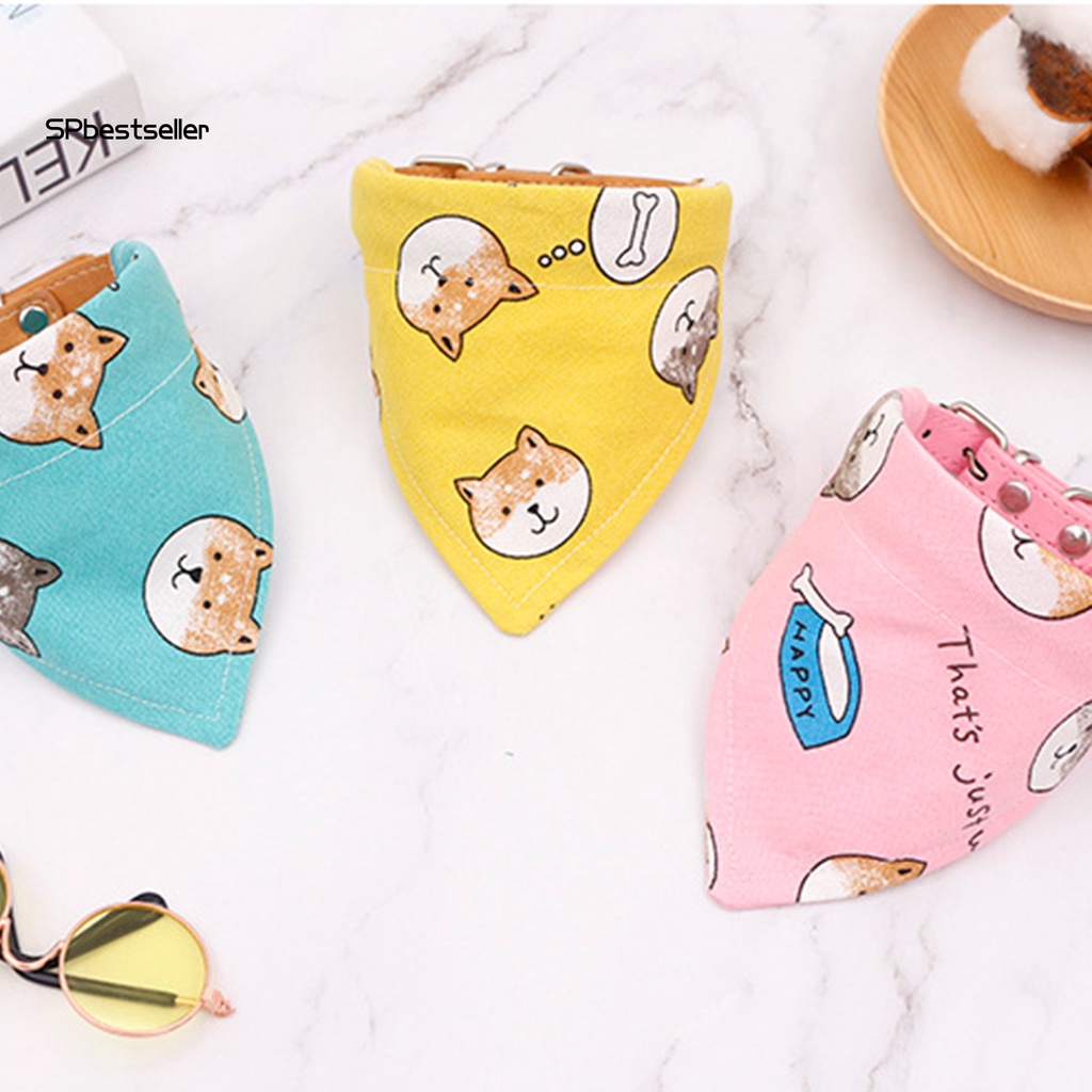 Yếm Đeo Cổ Bằng Vải Cotton In Hoạt Hình Dành Cho Thú Cưng