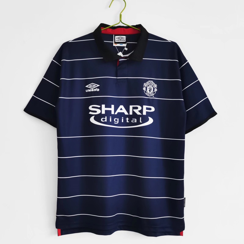 1999-01 Manchester City Trang chủ Áo đấu cổ điển S-XXL Tay ngắn Áo bóng đá thể thao khô nhanh AAA