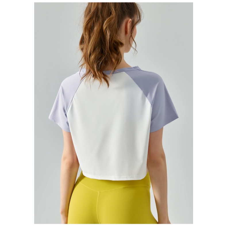 Áo Croptop Thể Thao Tay Ngắn Màu Sắc Tương Phản Thời Trang Cho Nữ