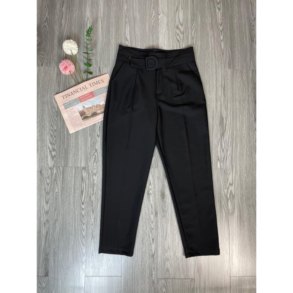 Quần baggy nữ đai lệch bọc vải cúc bấm cạp cao tôn dáng đi học đi làm bảng màu đẹp chất vải tuyết mưa vitex mã T_H64