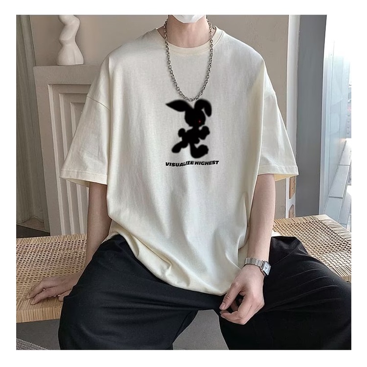 Áo Thun Tay Ngắn Dáng Rộng In Chữ Phong Cách Nhật Bản Thời Trang Cho Nam Size M-5XL