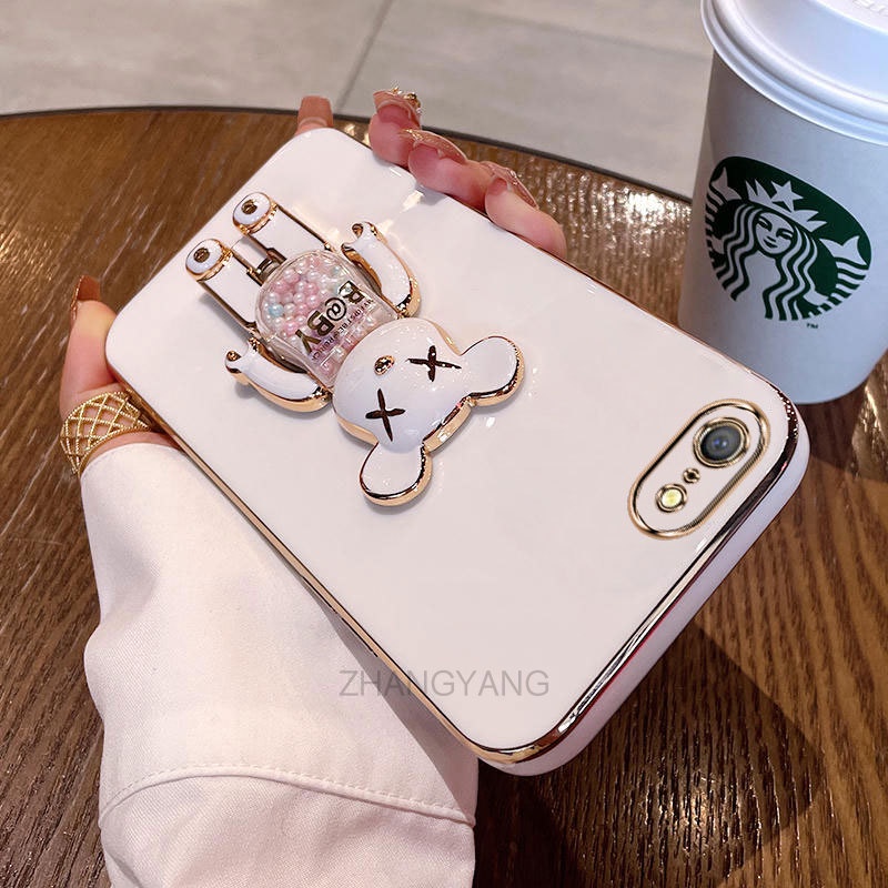 ốp lưng oppo a71 a57 a39 a83 f1s Ốp Điện Thoại TPU Silicon Mềm Mạ Điện Xoay 3D Có Giá Đỡ Hình Gấu Kẹo Cho oppo a71 a57 a39 a83 f1s