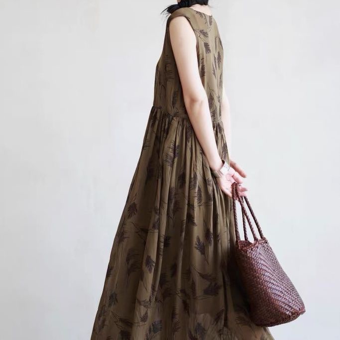 [F &amp; X] Đầm Voan Dáng Dài In Họa Tiết Sang Trọng Thời Trang Xuân Hè 2023