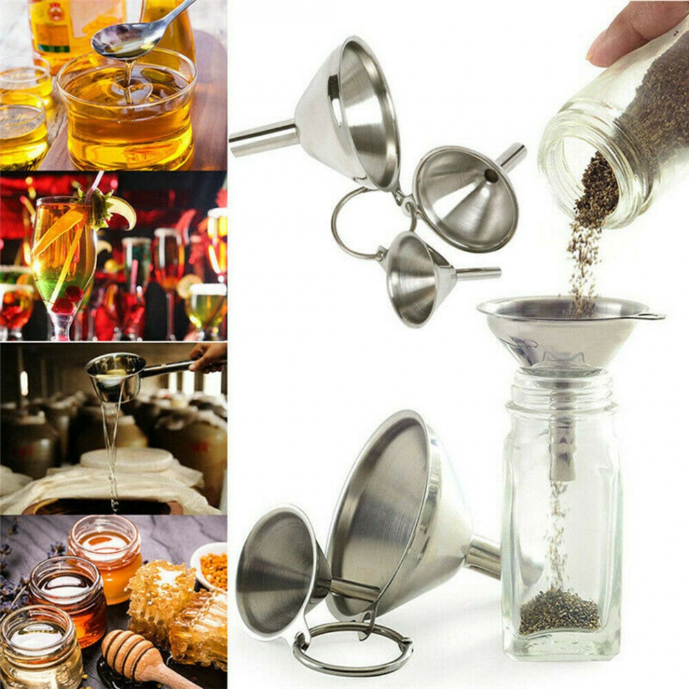 Set 3 Phễu Chiết Dung Dịch Bằng Thép Không Gỉ Tiện Lợi
