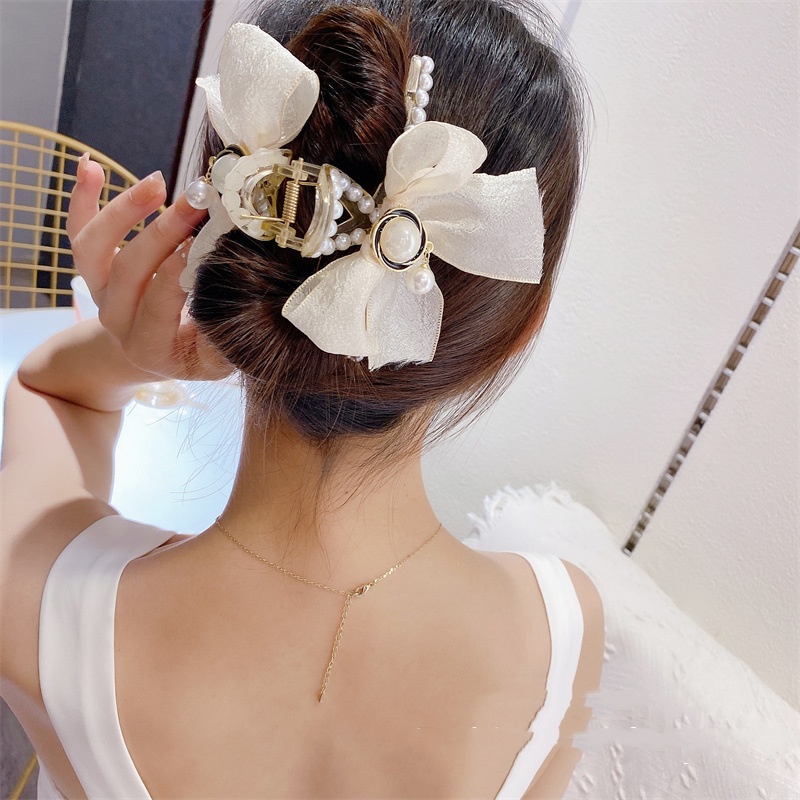 Kẹp Tóc Nơ Màu Trắng Thời Trang Mùa Hè Cao Cấp Cho Nữ
