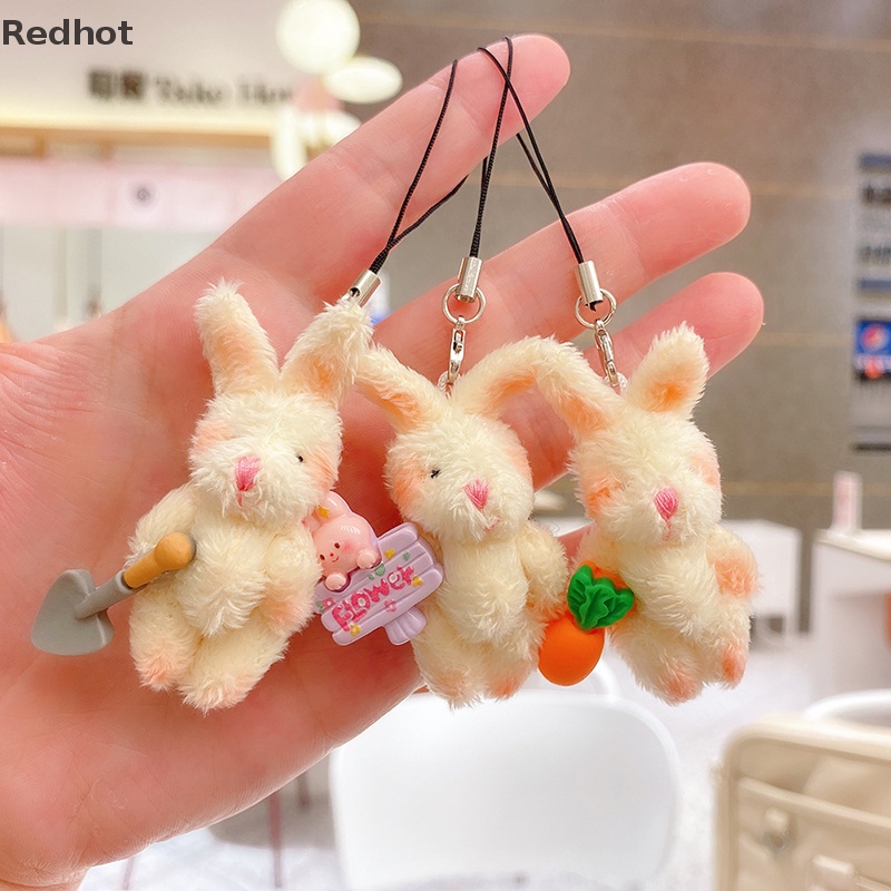 &lt; Redhot &gt; Móc Khóa Điện Thoại Hình Búp Bê Thỏ Nhồi Bông Cầm Tay Sáng Tạo Cho Nữ DIY