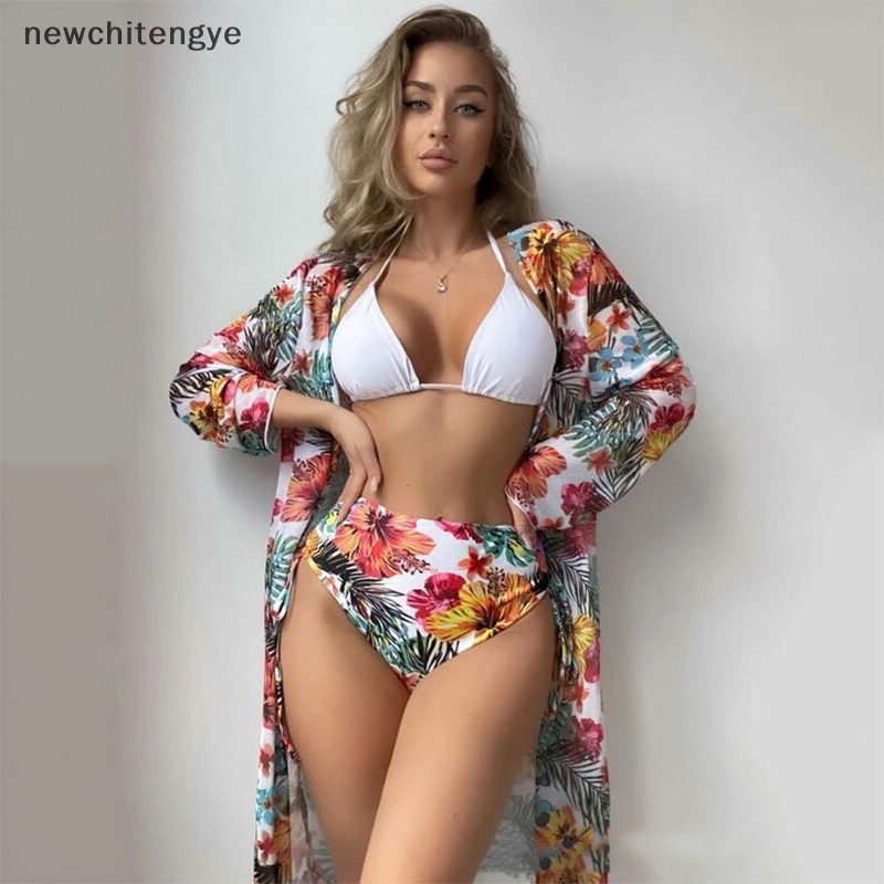 Bộ Đồ Bơi Ba Mảnh Phối Lưới In Họa Tiết Thời Trang Mùa Hè Quyến Rũ Cho Nữ