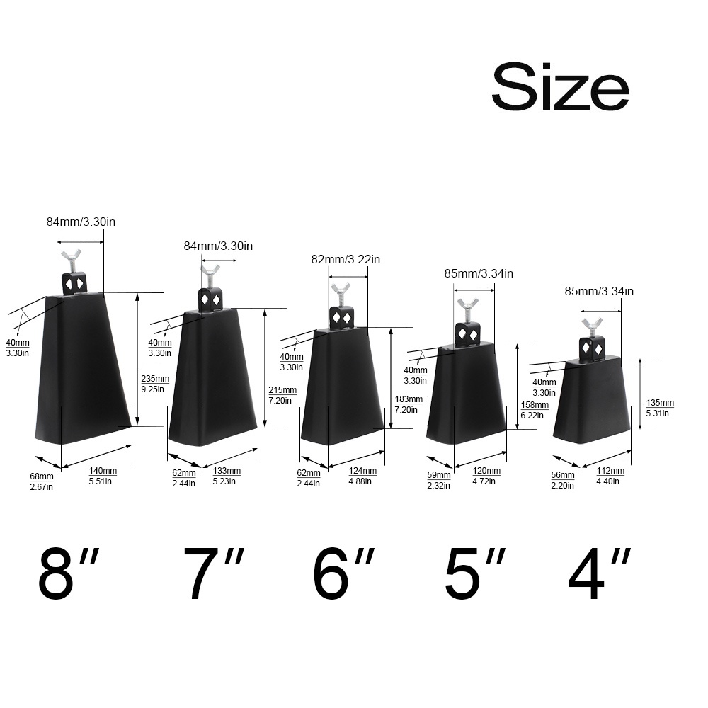Chuông Bò Gõ Trống Bằng Kim Loại 4 / 5 / 6 / 7 / 8 Inch