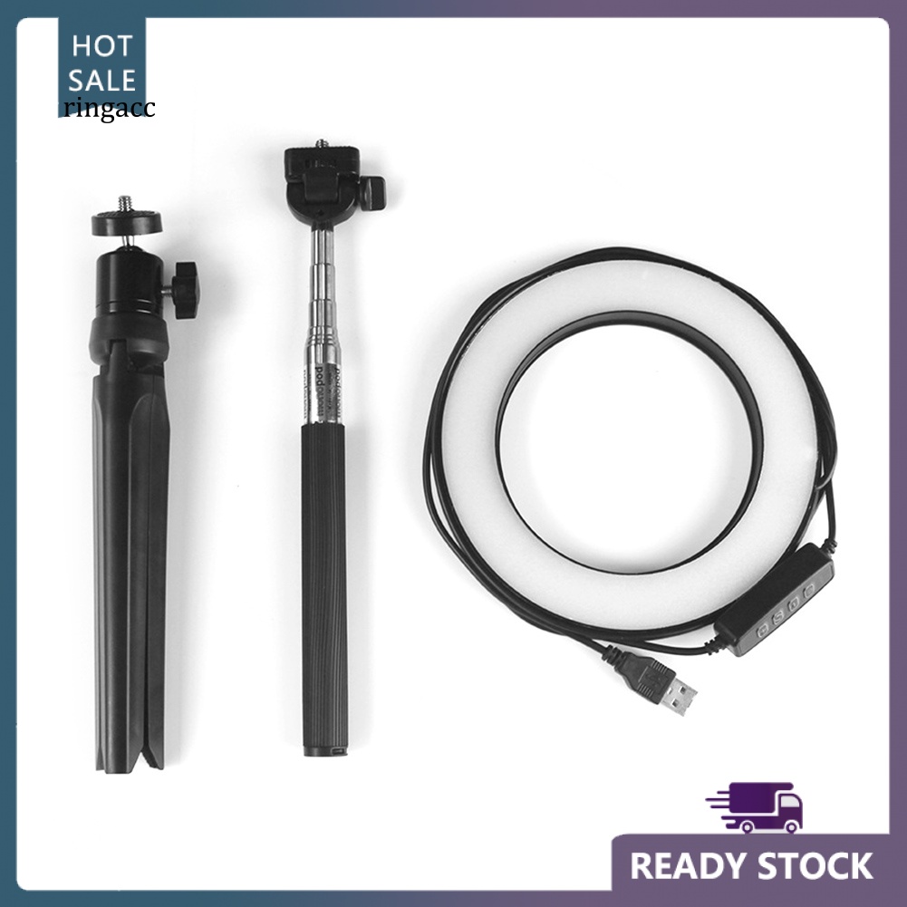 Vòng Đèn LED Tròn RGA Có Thể Điều Chỉnh Độ Sáng Kèm Giá Đỡ Ba Chân Cho Điện Thoại /