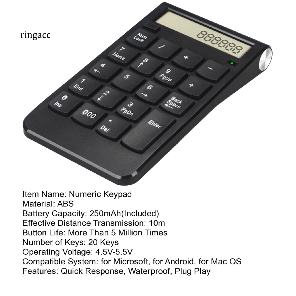 Bàn Phím OEM Không Dây 2.4G 20 Phím Có Thể Sạc Lại Dành Cho Android