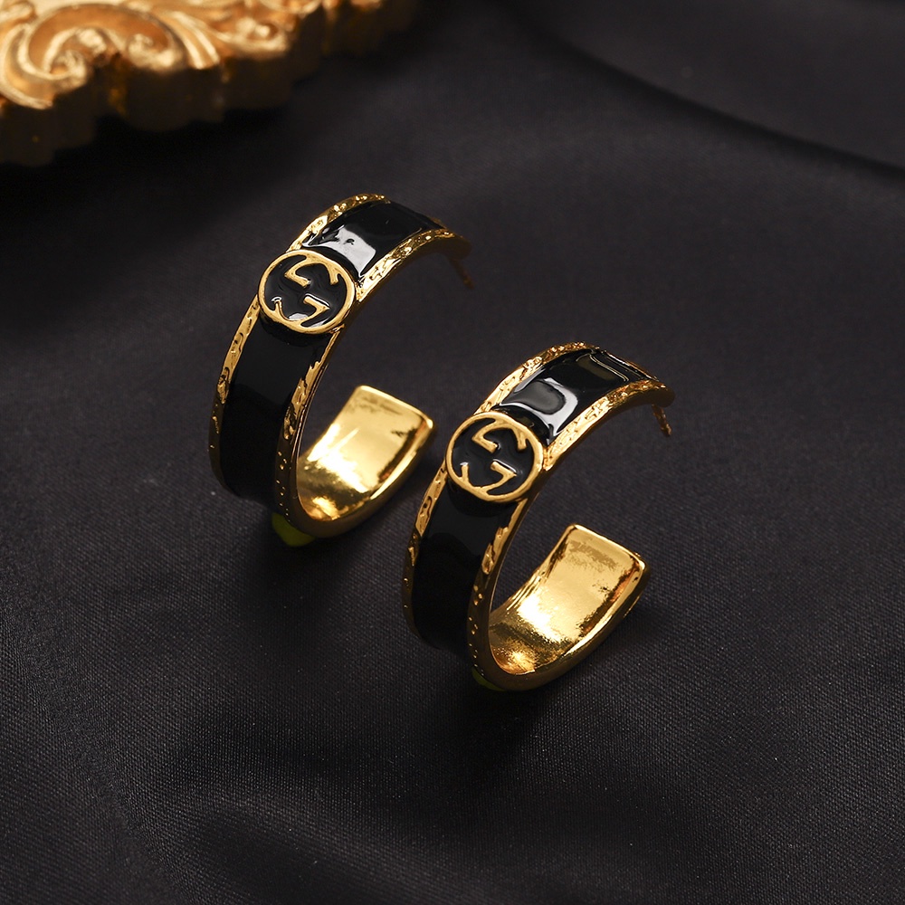 Bông Tai Gucci Bằng Thép Titan Hai Lớp In Chữ Thời Trang Cho Nữ