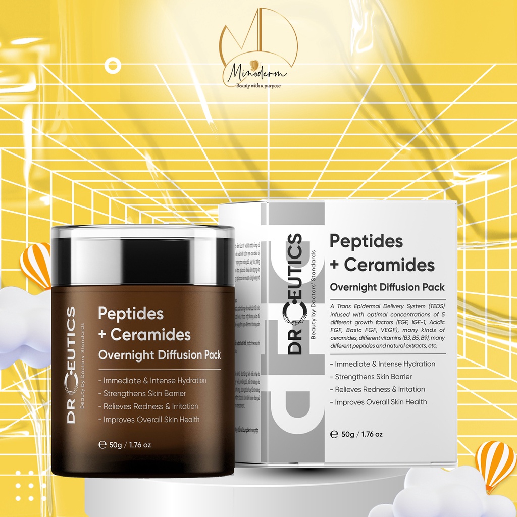 Kem dưỡng ẩm DRCEUTICS PEPTIDES + CERAMIDES OVERNIGHT giảm kích ứng, bong tróc da, cấp ẩm tức thì 50ml