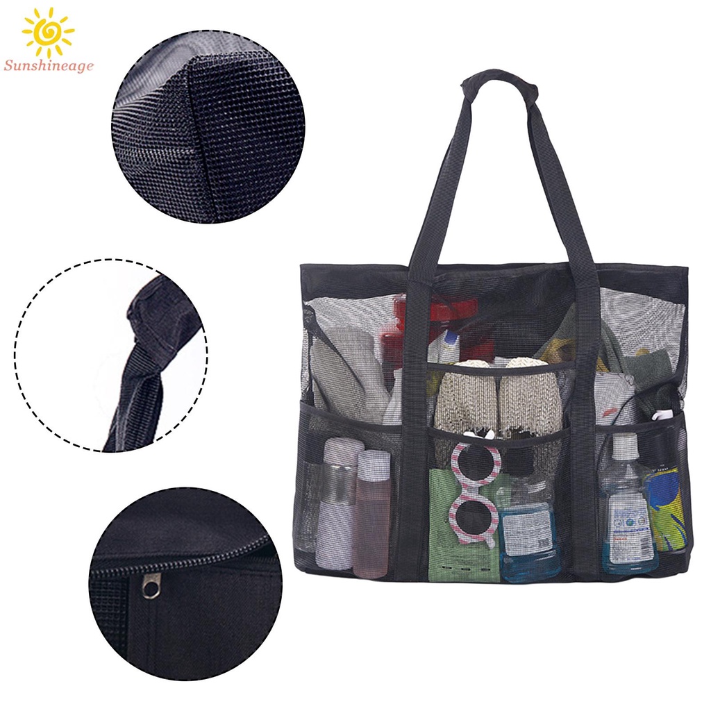 Túi Tote Đi Biển Cỡ Lớn Phối Lưới Có Thể Gấp Gọn Siêu Nhẹ