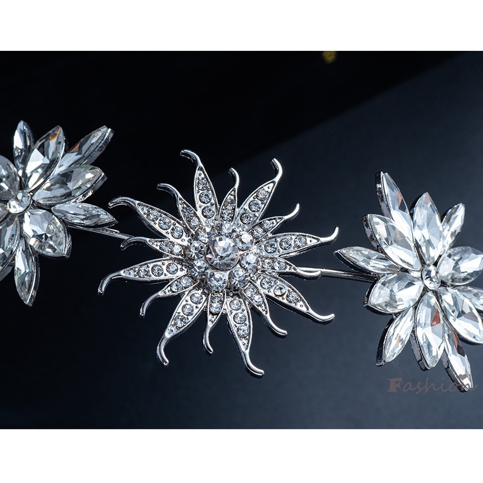 Băng Đô Hoa Tuyết Đính Đá Lấp Lánh Cho Cô Dâu