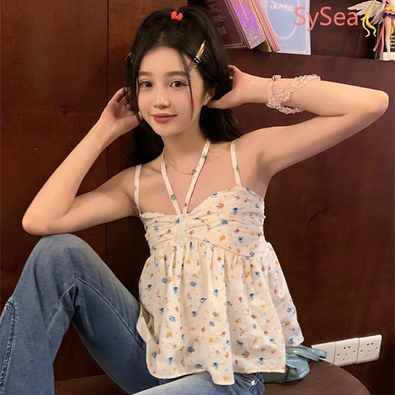 Áo Hai Dây Họa Tiết Hoa Xinh Xắn Thời Trang Mùa Hè Cho Nữ