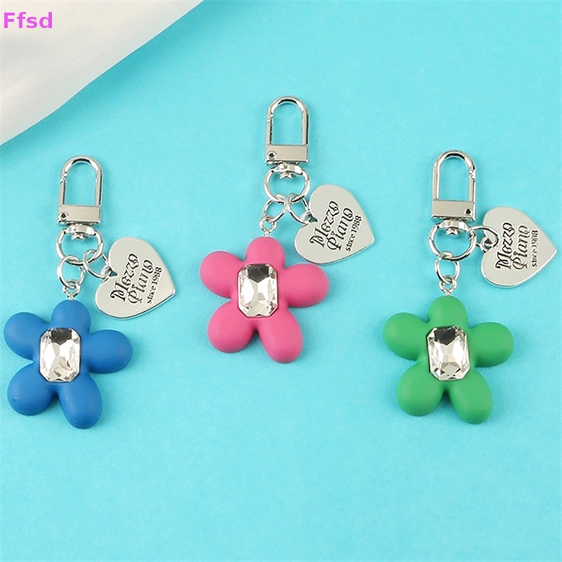 {Ffsd} Móc Chìa Khóa Xe Hơi / Ba Lô / Trang Trí Túi Xách Hình Hoa / Trái Tim Đính Đá Quý Màu S