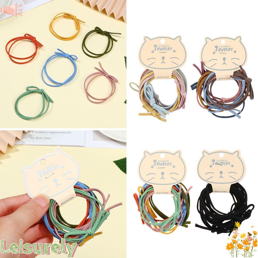 Bộ 6 Dây Cột Tóc Cao Su Co Giãn Đính Nơ Dễ Thương