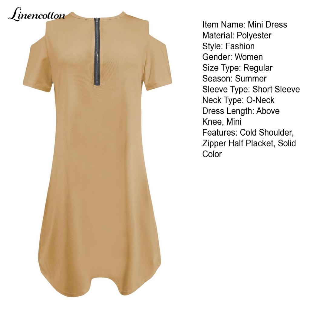 Đầm Lanh Cotton Cổ Tròn Xinh Xắn Dành Cho Nữ