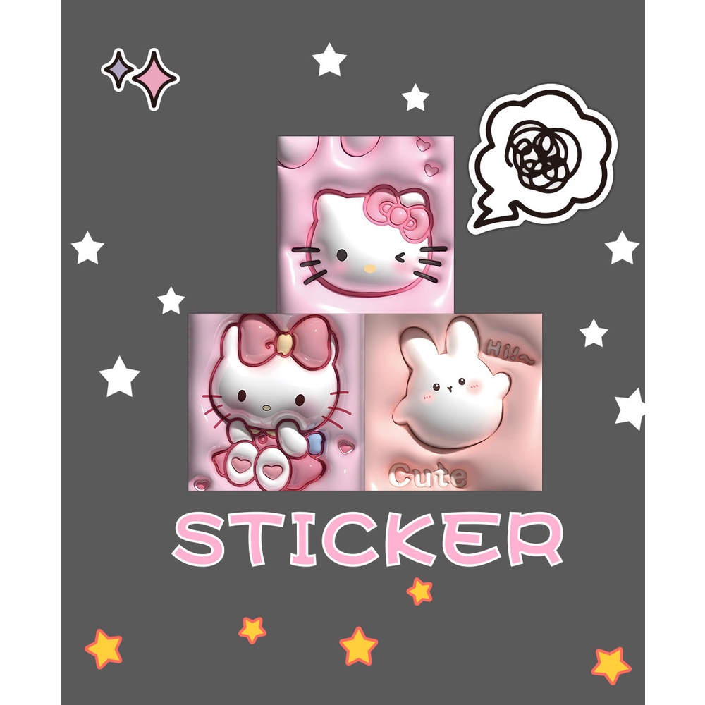 SANRIO Bộ 60 Miếng Dán Họa Tiết Hoạt Hình Kuromi My Melody 3D Dễ Thương Trang Trí Vali / Laptop / Điện Thoại / Tủ Lạnh DIY