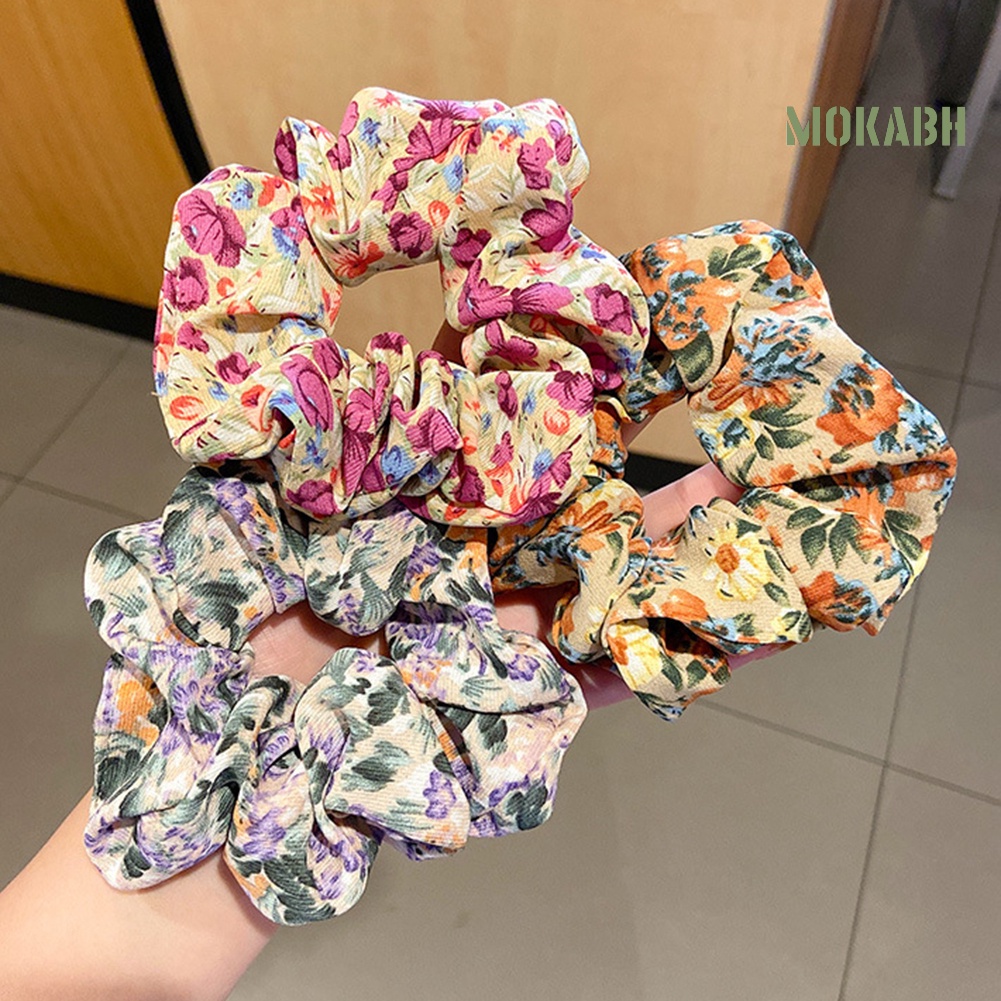 Bộ 3 Dây Cột Tóc Co Giãn Họa Tiết Hoa Xinh Xắn Thời Trang Cho Nữ