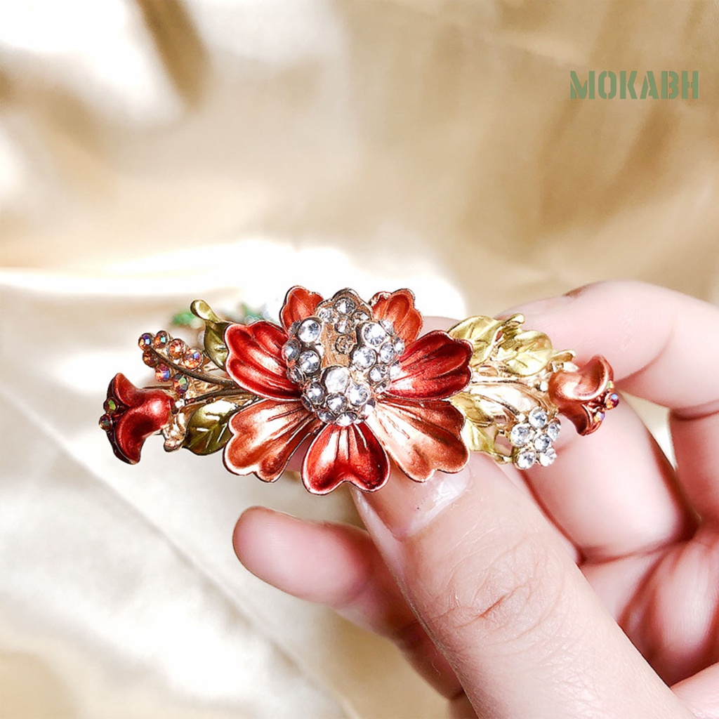 Kẹp Tóc Họa Tiết Hoa Đính Đá Lấp Lánh Chống Trượt