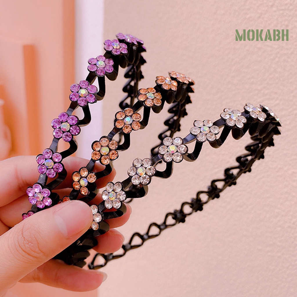 Băng Đô Cài Tóc Bằng Nhựa Resin Chống Trượt Trọng Lượng Nhẹ Trang Trí Hoa Đính Đá