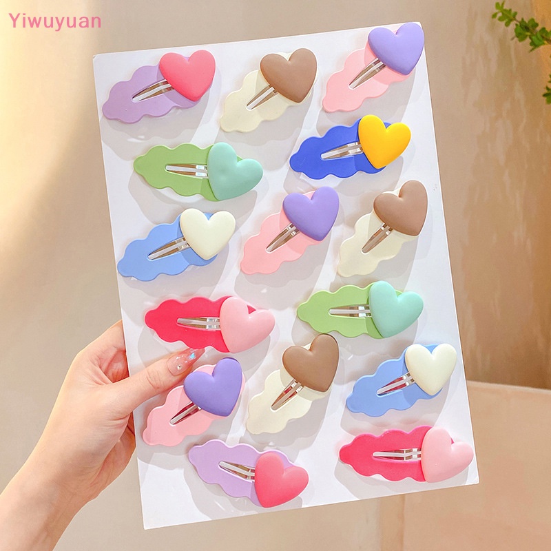 < Yiwuyuan > Kẹp Tóc Màu Kẹo Ngọt Hình Trái Tim Gợn Sóng Nhiều Màu Sắc Không Làm Tổn Thương Tóc Mái BB Dễ Thương Cho Bé Gái Mới