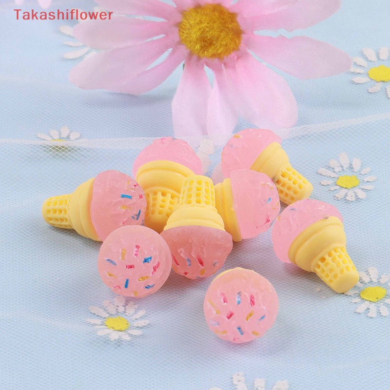 (Takashiflower) Set 10 Kẹp Tóc Hình Kem Dạ Quang Bằng Nhựa Resin Đáng Yêu Cho Sổ Tay DIY