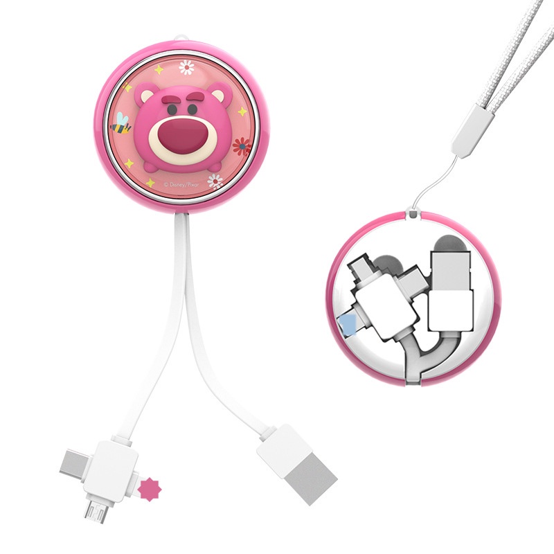 Cáp Sạc Nhanh 3 Trong 1 Cổng Type-C USB Hình Disney Mickey Minnie Winnie Stitch Alien Lotso Cho iPhone Huawei Samsung