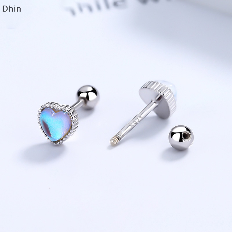 1 Cặp Bông Tai Mạ Bạc 925 Hình Trái Tim Nhiều Màu Thời Trang Dành Cho Nữ