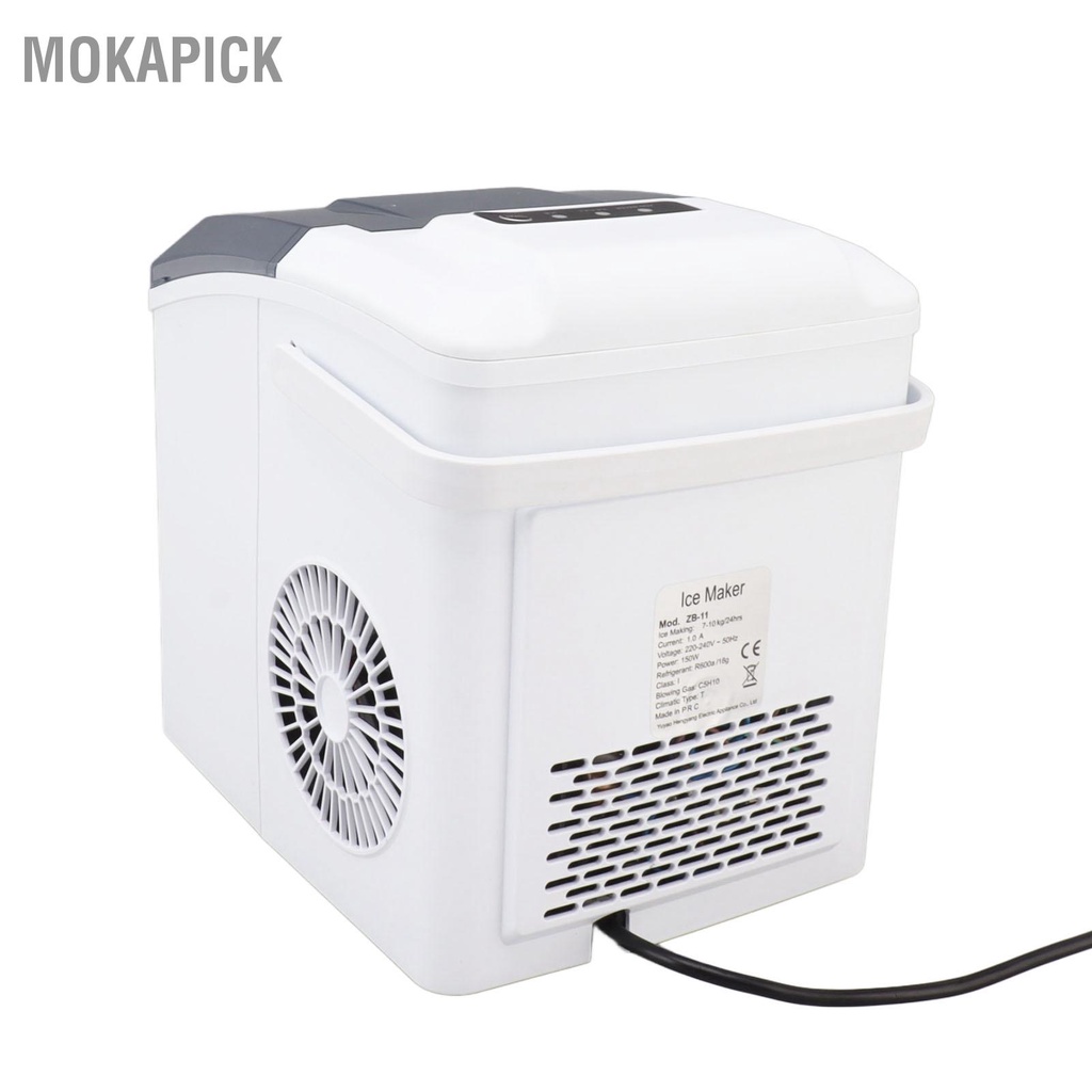 Mokapick Máy Làm Đá Để Bàn ABS Điện Di Động 9 Trong 8 Đến Phút Phích Cắm Châu Âu 220V Trắng