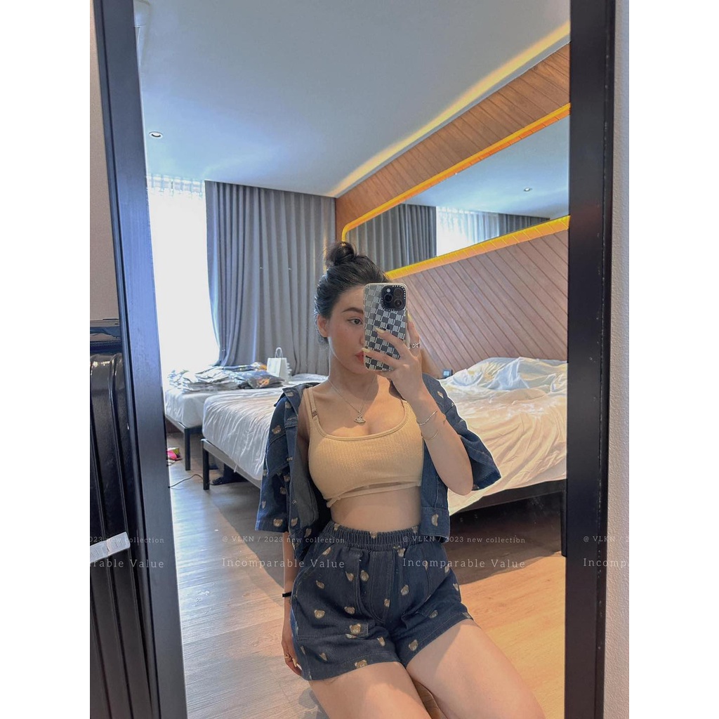 Áo bra mix 2 dây gân trơn 90#61197