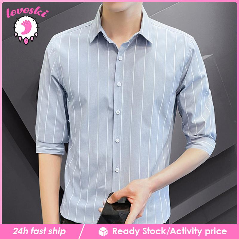 [Lovoski] Áo Sơ Mi Đi Biển Hawaiian Cài Nút Xuống Phong Cách Trang Trọng Cho Nam