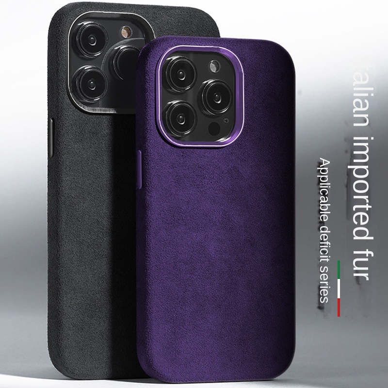 Sang Trọng Ốp Điện Thoại Da Lộn Bảo Vệ Ống Kính Máy Ảnh Cho iphone 14 pro max 15 13 12 pro