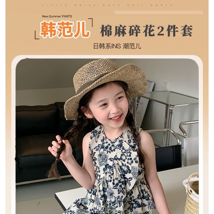 Hàng Mới Về Bộ Áo Thun Không Tay Và Quần Ống Rộng Họa Tiết Hoa Thời Trang Mùa Hè Cho Bé Gái