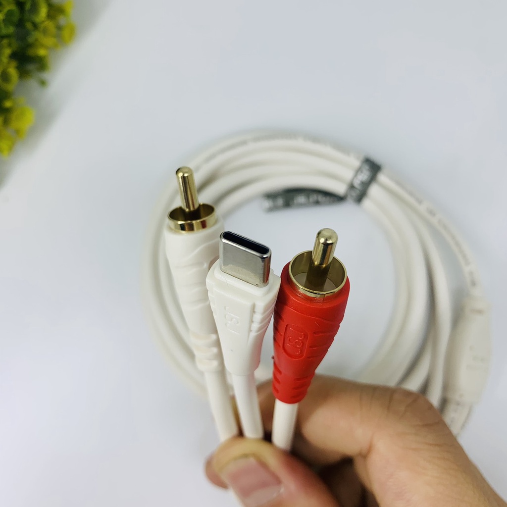 Dây chuyển từ Type C ra AV RCA [1m8] chính hãng JSJ kết nối âm thanh cho điện thoại laptop máy tính bảng