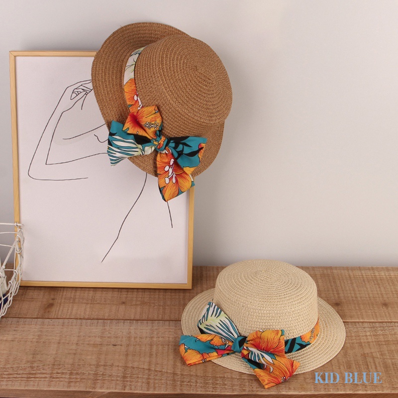 Mũ Cói Chống Nắng Đính Nơ Phong Cách Bohemian Thời Trang Mùa Hè Dành Cho Bé Gái