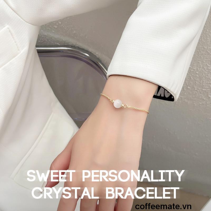 【coffeemate】⚡ Vòng đeo tay có thể điều chỉnh bằng opal có thể kéo được cá nhân hóa Vòng tay pha lê ngọt ngào kiểu cổ điển đơn giản