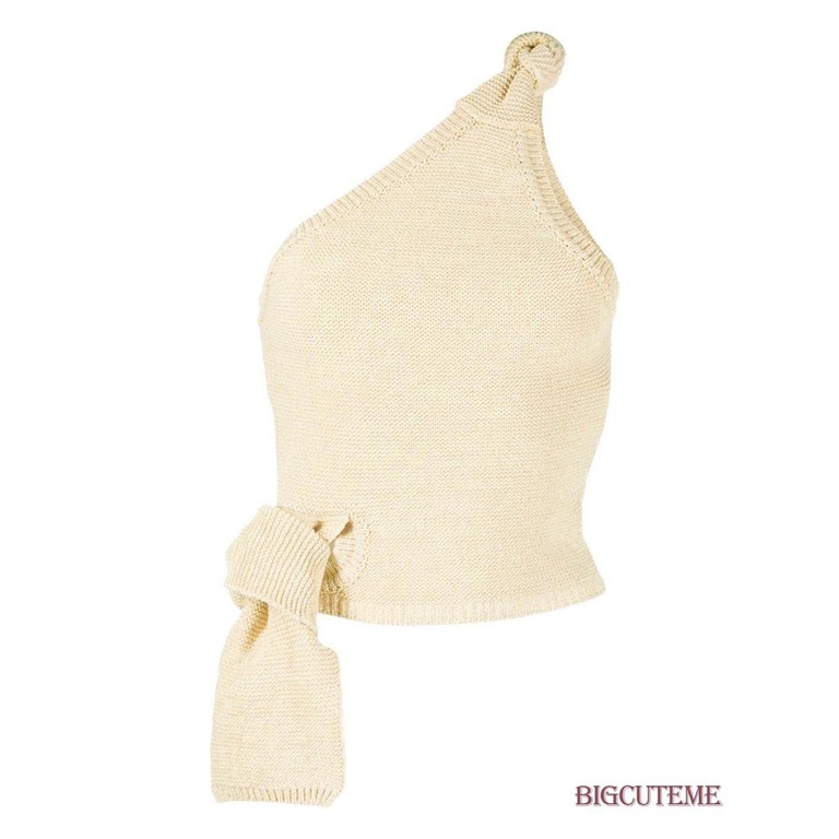 Áo Dệt Kim Sát Nách Màu Trơn Thắt Nơ Một Bên Vai Thời Trang Mùa Hè Cho Nữ