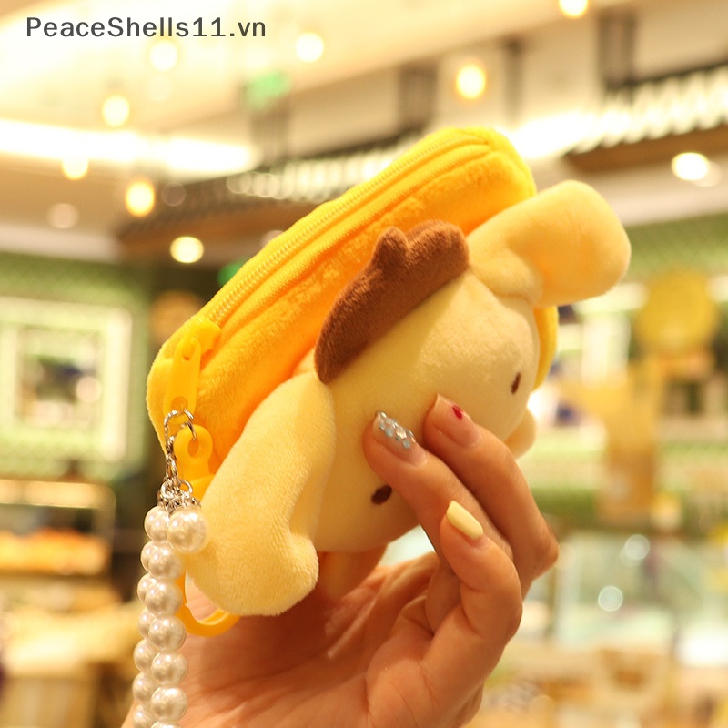 Ví Đựng Tiền Xu Lông Nhung Có Dây Đeo Ngọc Trai Dễ Thương Cho Nữ